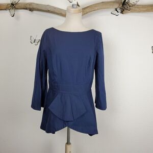 Eshakti blue long sleeve tailored peplum top
